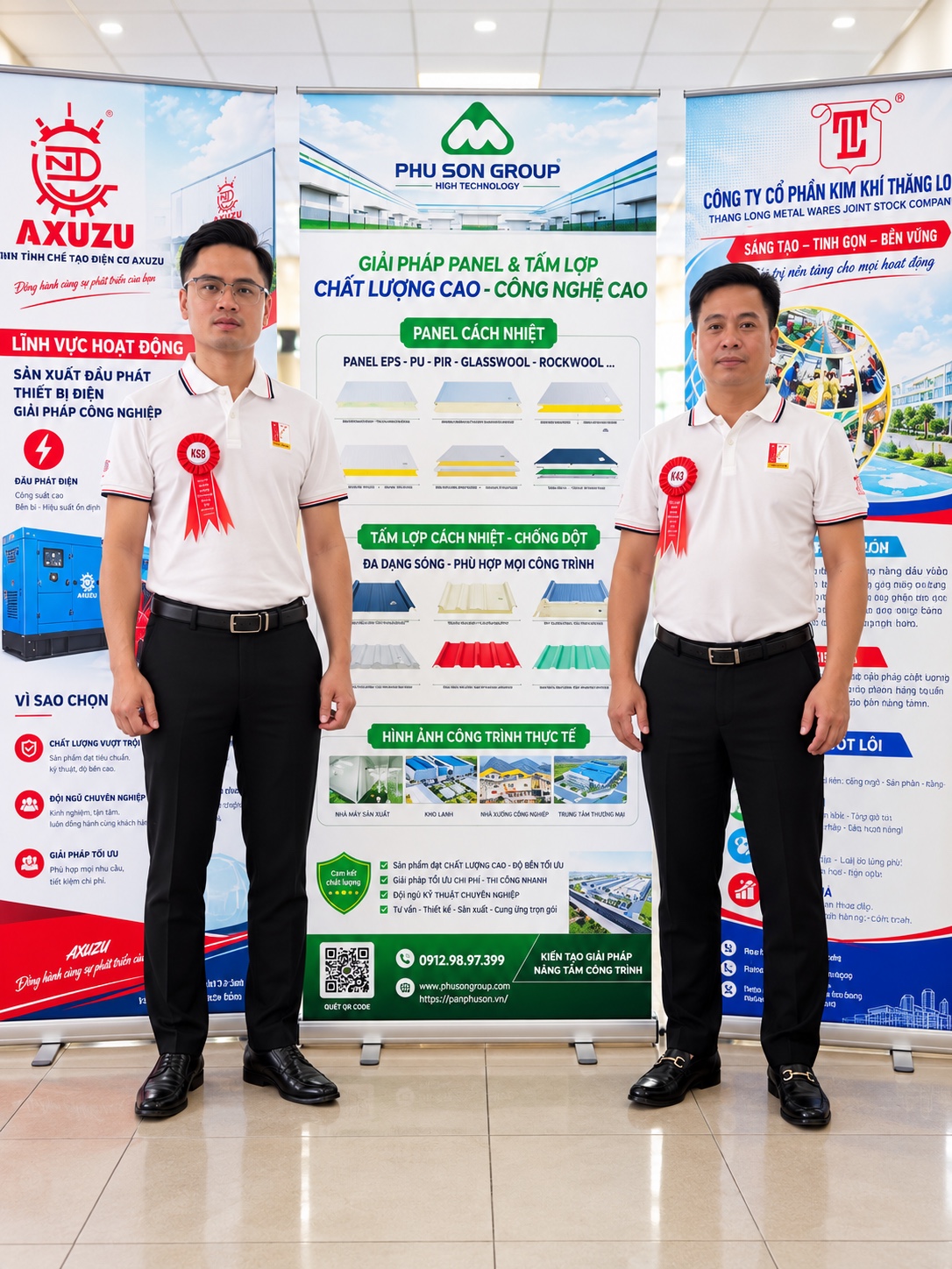 Đại diện Phú Sơn Group – Coretech Panel tại khu trưng bày giải pháp panel và tấm lợp